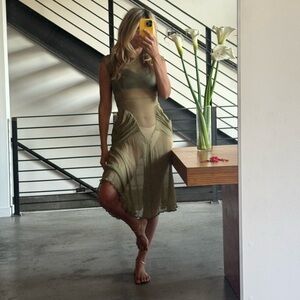 Naked Chiffon Olive Green Dress